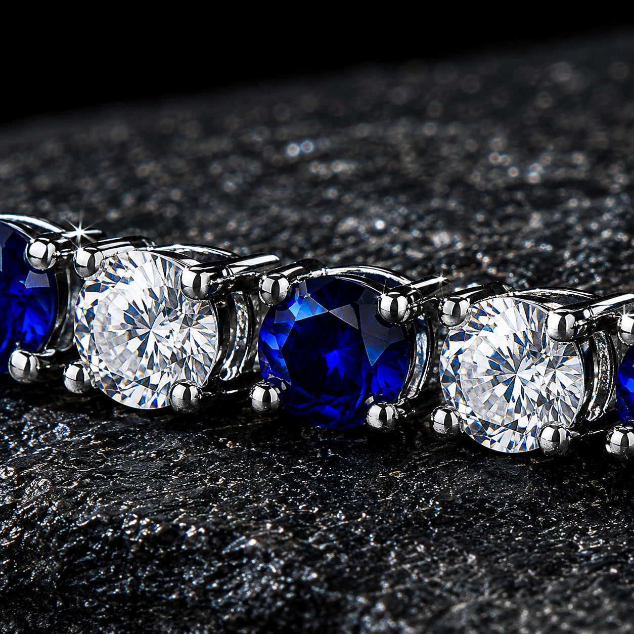 NUVELL Blue Ice Diamond Tennis Bracelet – Blue & White CZ Bracelet