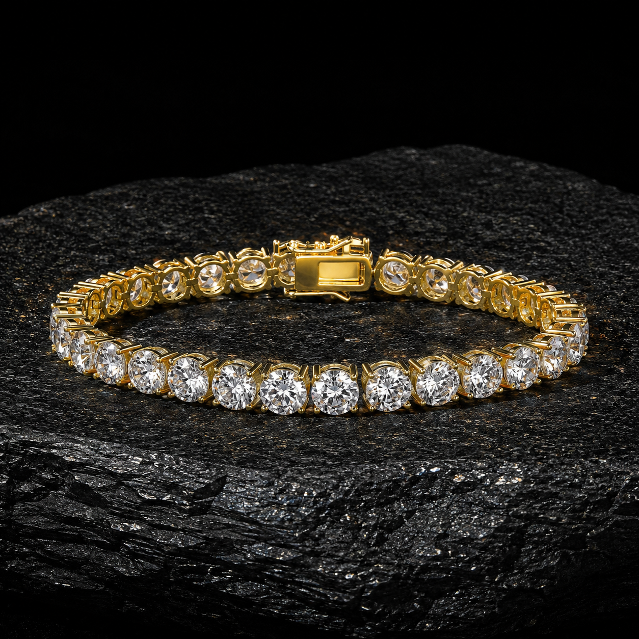 NUVELL 7mm Round Cut Diamond Tennis Bracelet – White Gold CZ Bracelet (Unisex)