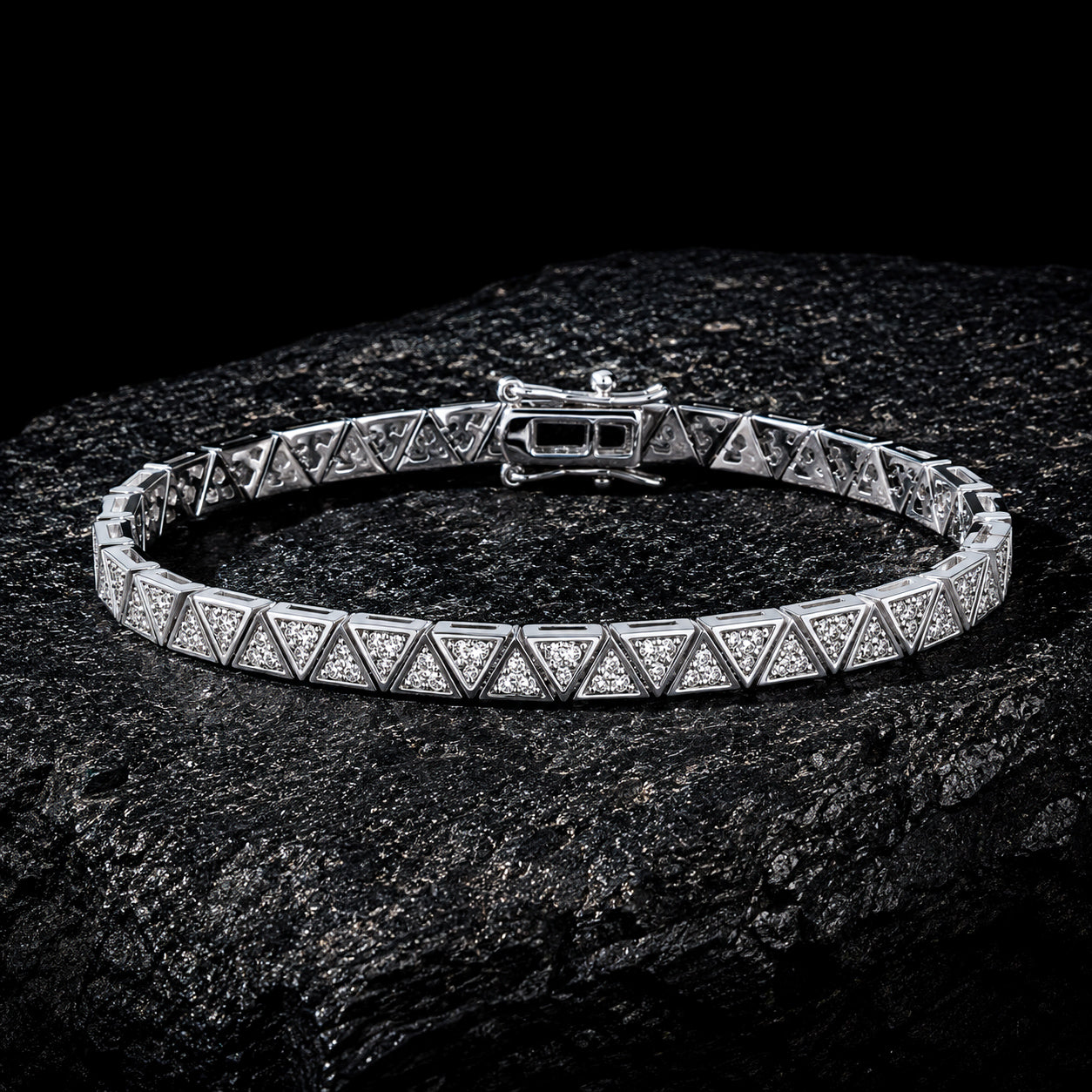 NUVELL 5mm Geometric Triangle CZ Tennis Bracelet – Silver Iced Bracelet