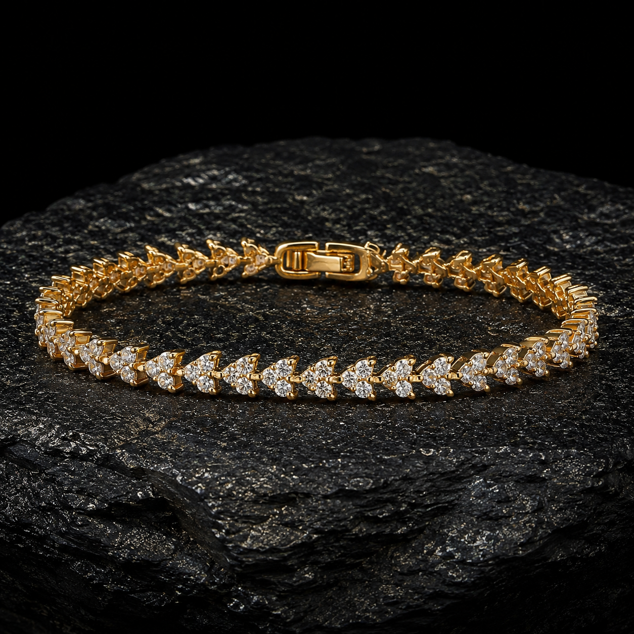 NUVELL 5mm Diamond Leaf Tennis Bracelet – Gold & Silver CZ Vine Bracelet (Unisex)