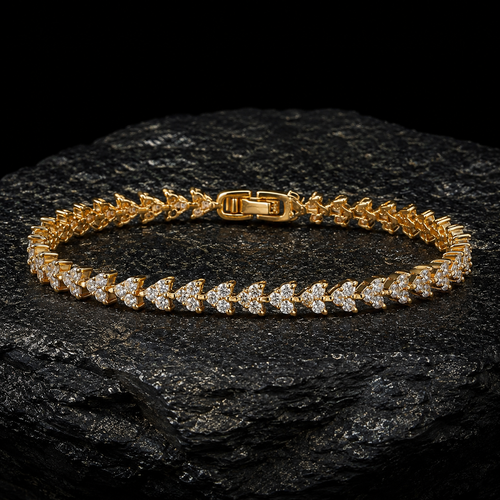 NUVELL 5mm Diamond Leaf Tennis Bracelet – Gold & Silver CZ Vine Bracelet (Unisex)