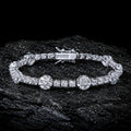 NUVELL Floral Diamond Tennis Bracelet – Round Cut CZ Flower Bracelet for Women
