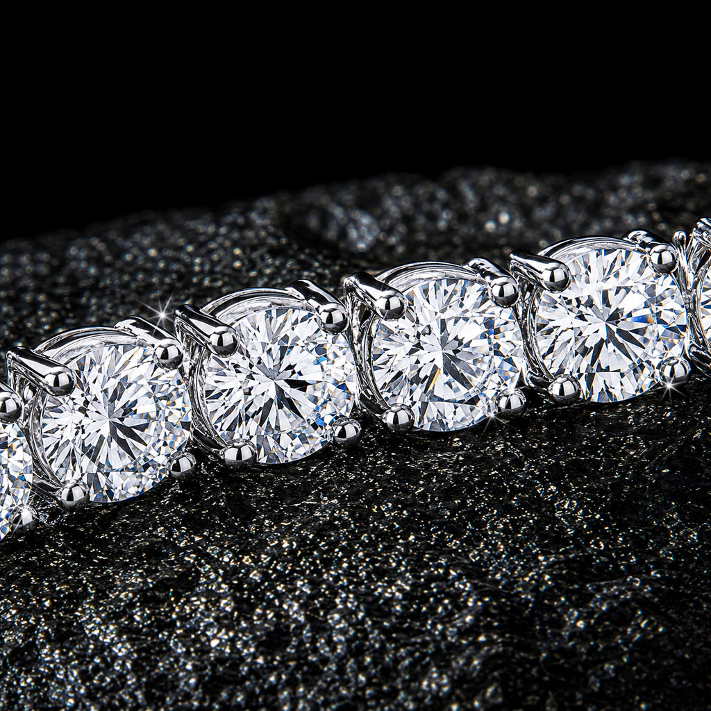 NUVELL 7mm Round Cut Diamond Tennis Bracelet – White Gold CZ Bracelet (Unisex)