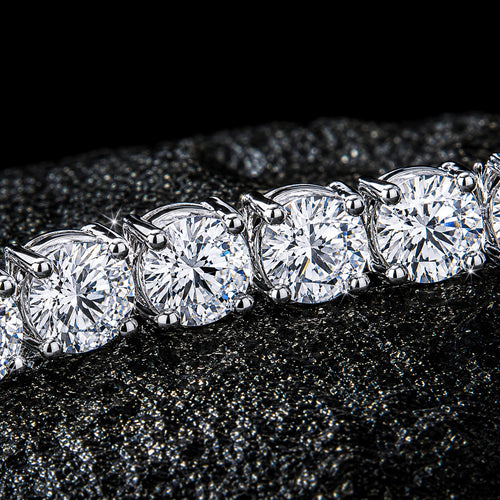 NUVELL 7mm Round Cut Diamond Tennis Bracelet – White Gold CZ Bracelet (Unisex)