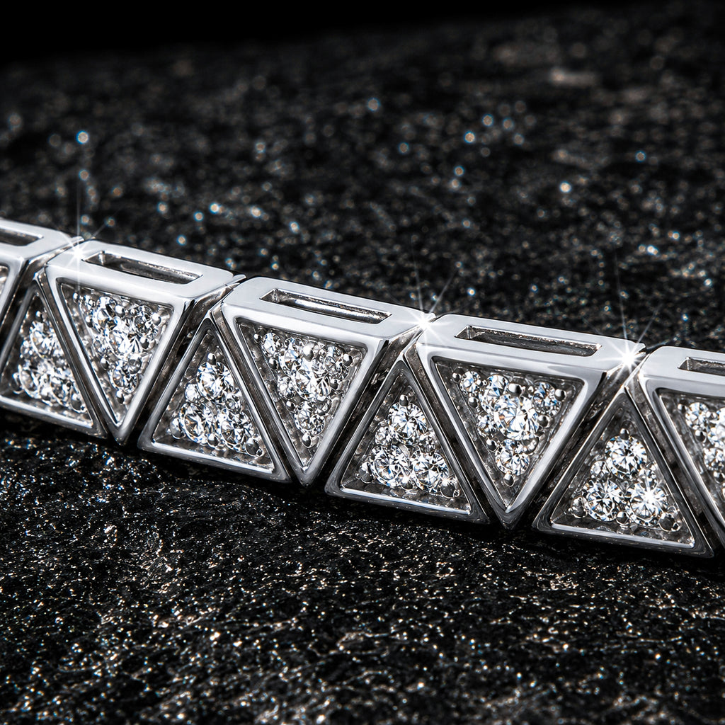 NUVELL 5mm Geometric Triangle CZ Tennis Bracelet – Silver Iced Bracelet