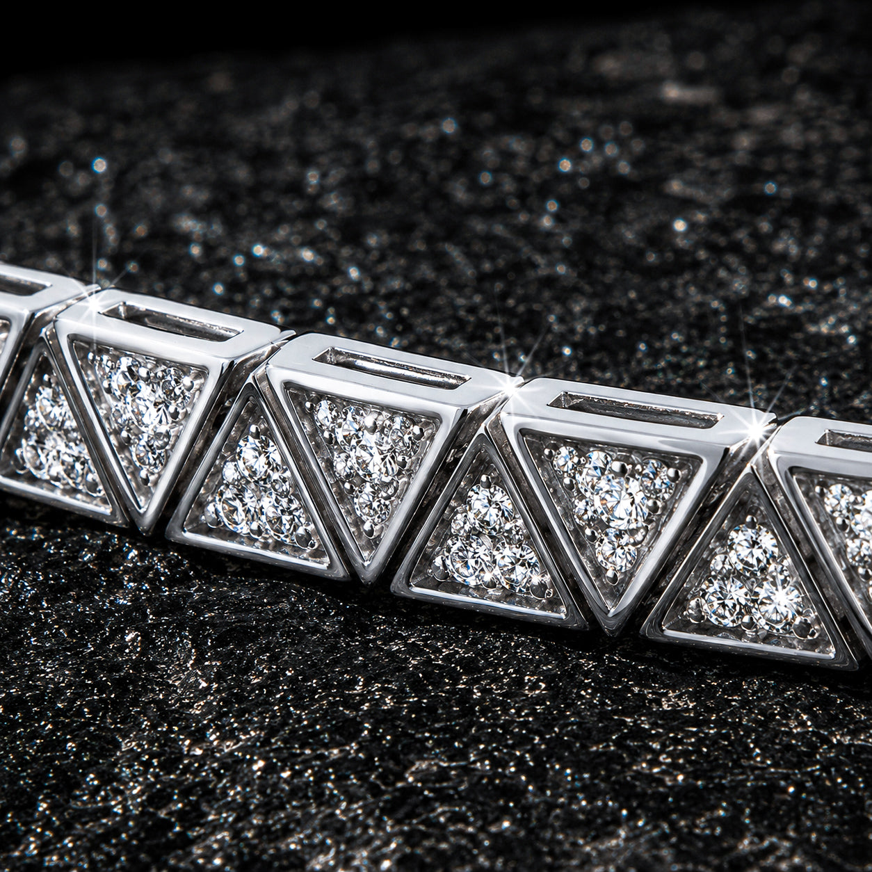 NUVELL 5mm Geometric Triangle CZ Tennis Bracelet – Silver Iced Bracelet