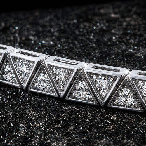 NUVELL 5mm Geometric Triangle CZ Tennis Bracelet – Silver Iced Bracelet