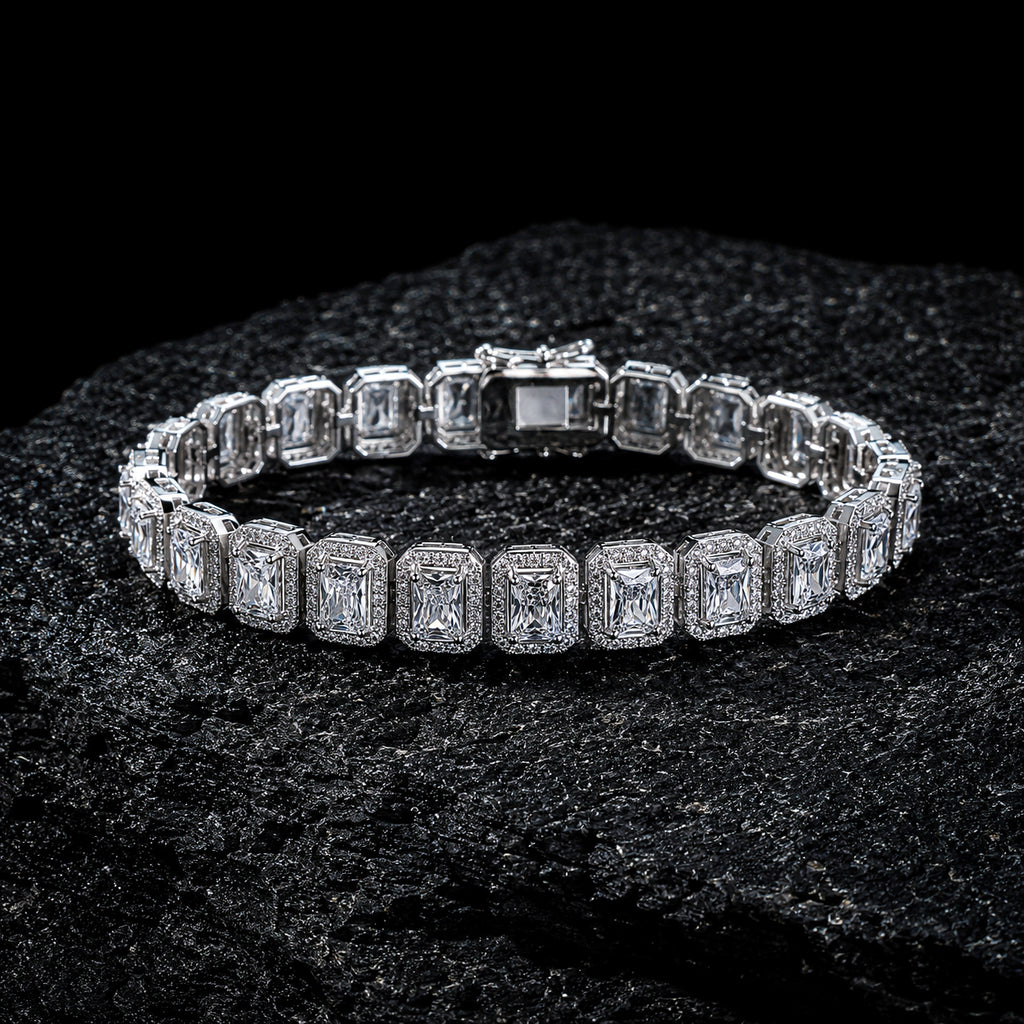 NUVELL 7mm Emerald Cut Diamond Tennis Bracelet – Iced CZ Bracelet
