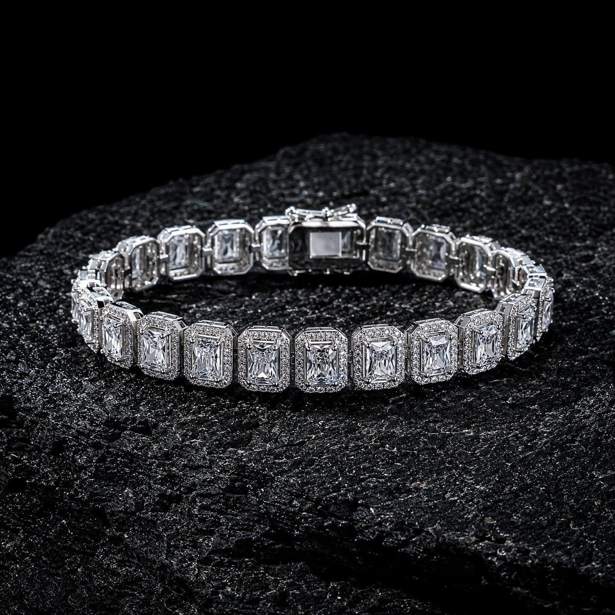 NUVELL 7mm Emerald Cut Diamond Tennis Bracelet – Iced CZ Bracelet