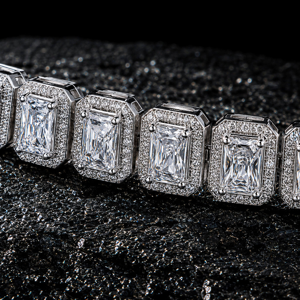 NUVELL 7mm Emerald Cut Diamond Tennis Bracelet – Iced CZ Bracelet